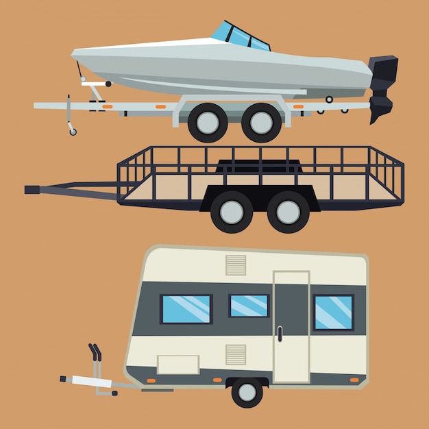 Trailer house and boat icon