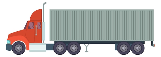 trailer truck icon heavy shipping transport side view isolated on white background