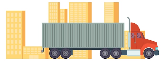 Trailer truck riding Cargo shipping lorry transport