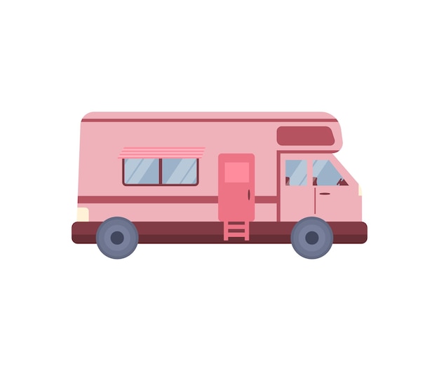 Trailers or family rv camping caravan flat vector illustration isolated