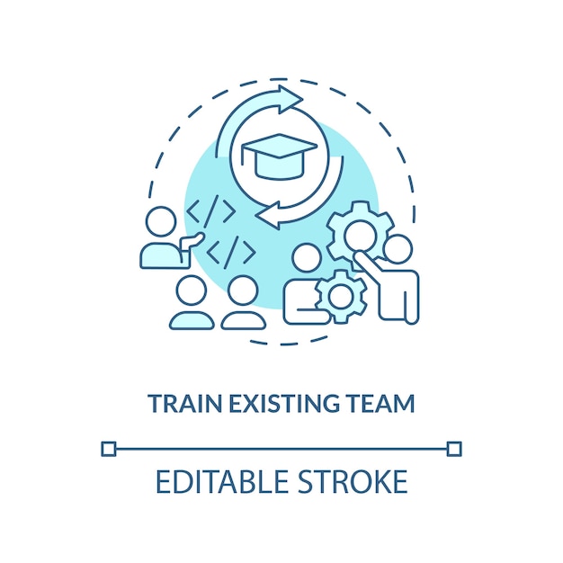 Train bestaand team turquoise concept icoon