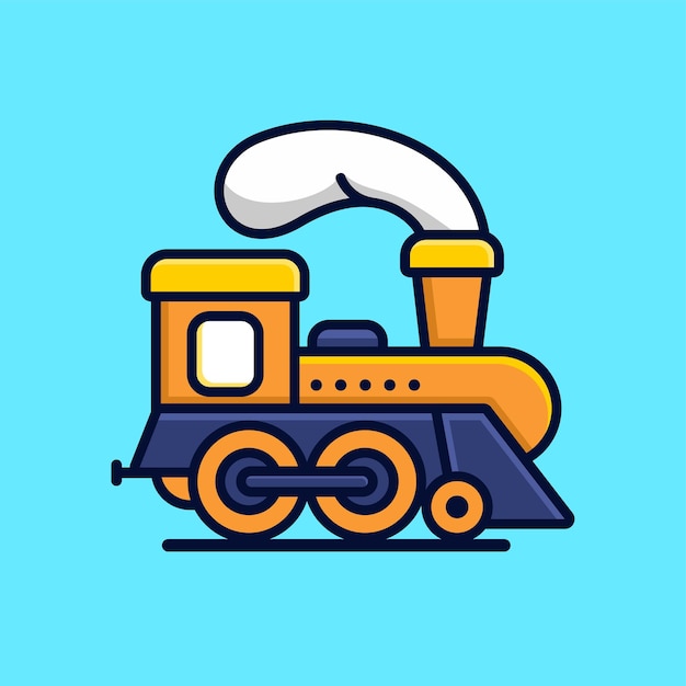 Vector train cartoon logo, flat design style