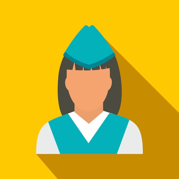 Train conductor flat icon female symbol on a yellow background with shadow