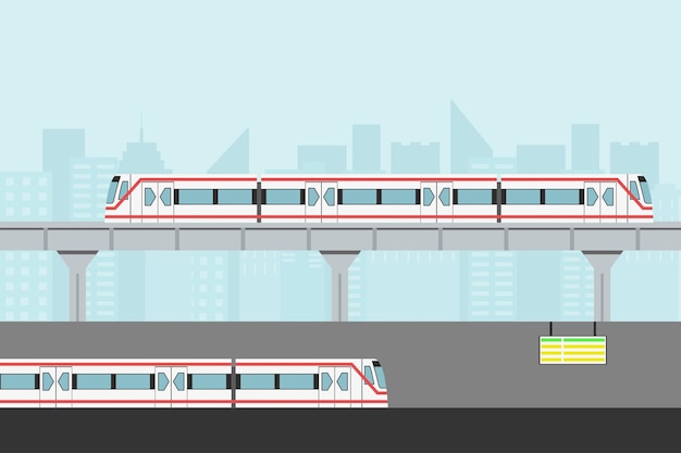 Train crossing through city