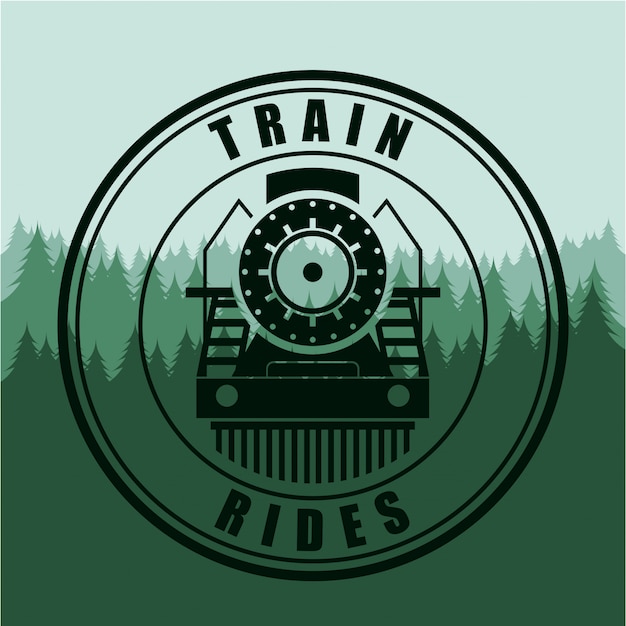 Vector train design over green background vector illustration