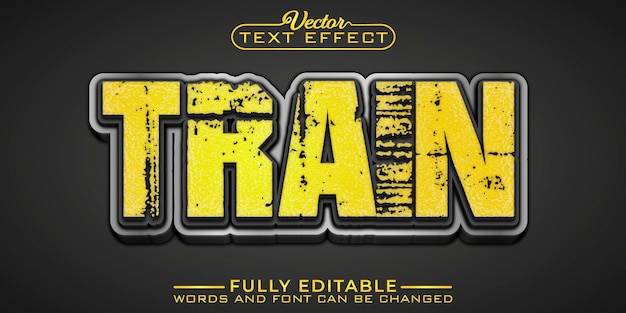 Vector train editable text effect template