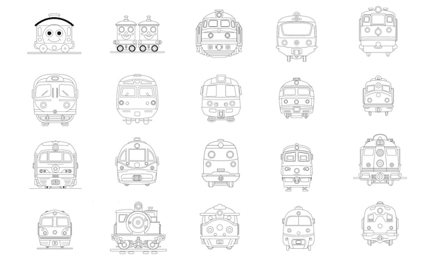 Vector train handdrawn collection