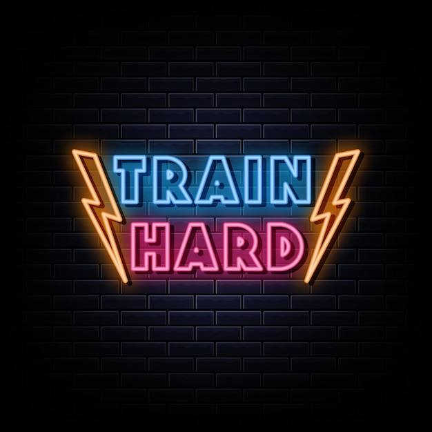 Train hard neon sign signboard  neon text style