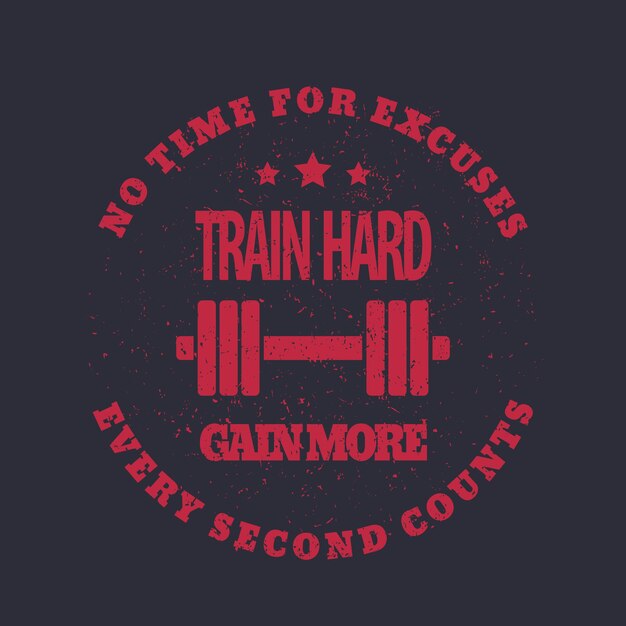 Vector train hard round emblem tshirt print red on dark