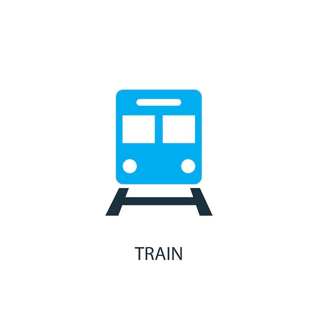 電車のアイコン。ロゴ要素のイラスト。 2色のコレクションからシンボルデザインを訓練します。シンプルな電車のコンセプト。 Webおよびモバイルで使用できます。