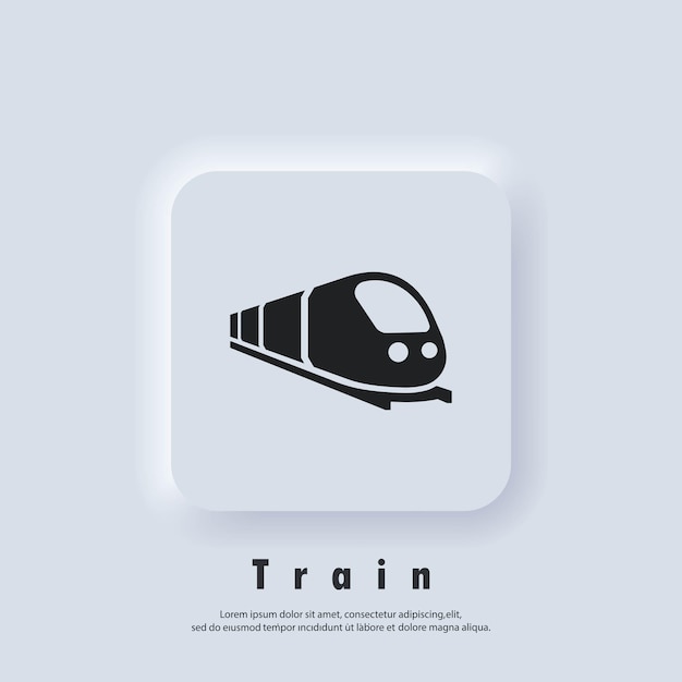 Icona del treno. modo di viaggio. concetto di viaggio. vettore. icona dell'interfaccia utente. pulsante web dell'interfaccia utente bianca ui ux neumorphic. neumorfismo