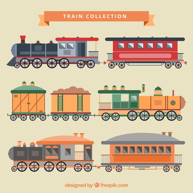 Vector train illustration collection