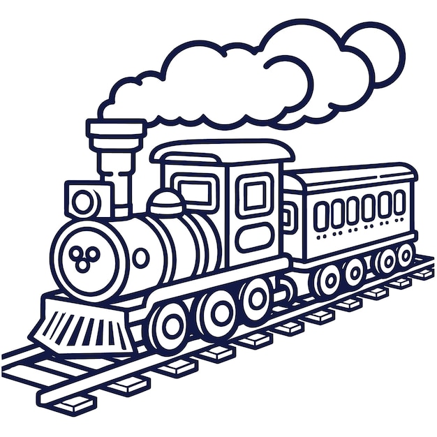 Vector train illustration for coloring picture