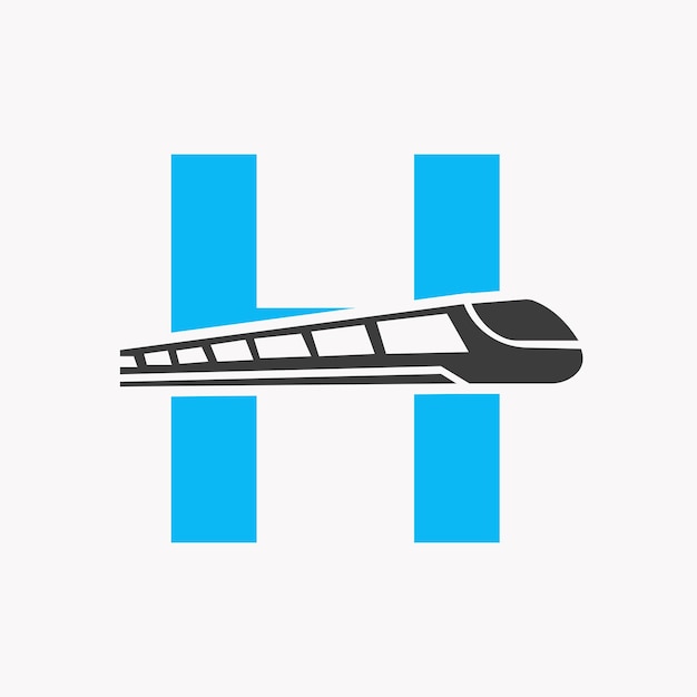 Логотип поезда на букве H Экспресс символ вектор шаблон