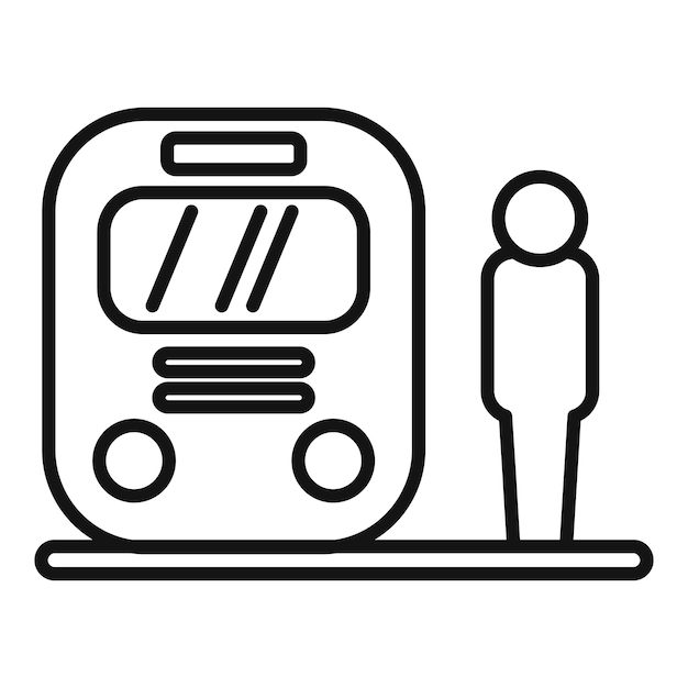 Train metro icon outline vector city platform city waiting