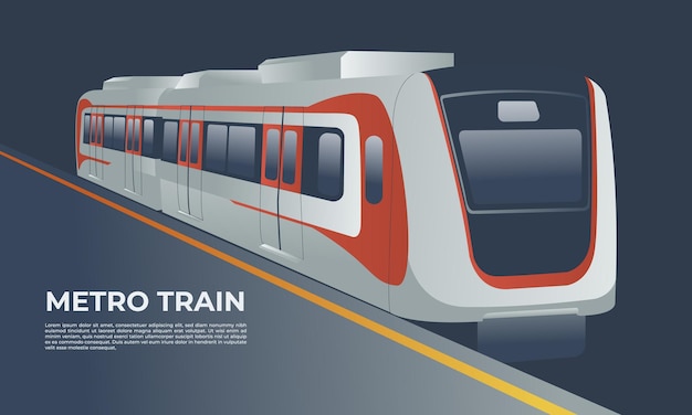 Vector train in metro station light rail or light rail transit lrt vector illustration