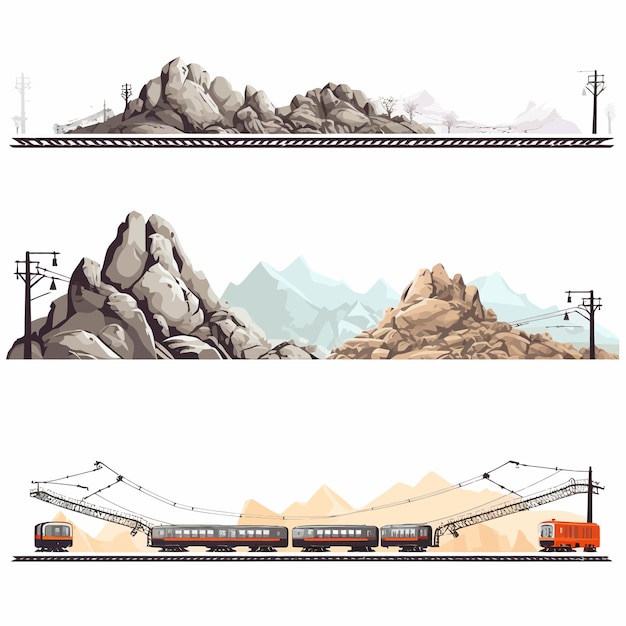 ベクトル 列車,鉄道,道路セットベクトル