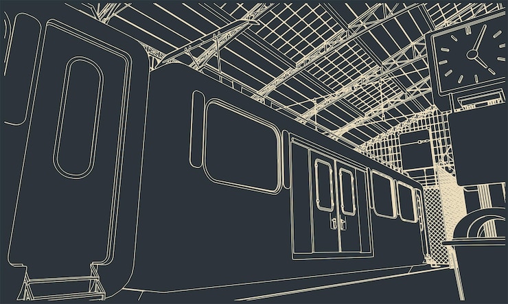 Vector train station illustration