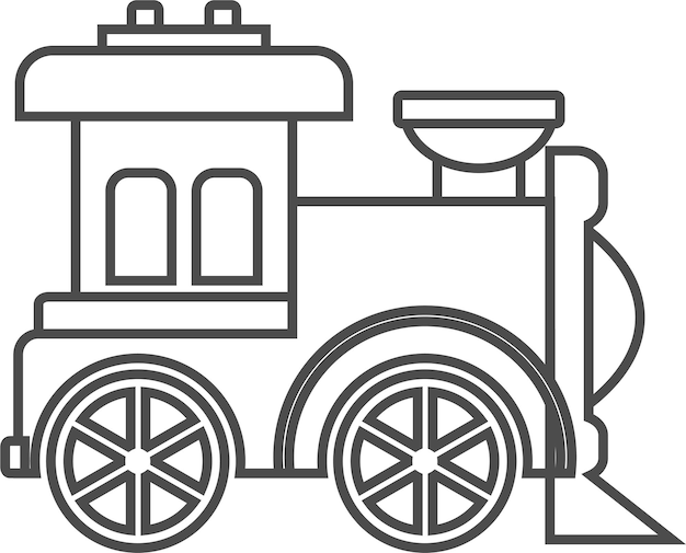 Train toy outline icon in flat style illustration of children's toy