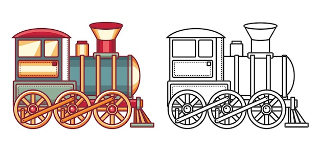 電車ヴィンテージ蒸気機関車イラスト漫画スタイルおもちゃ鉄道ヴィンテージ電車おもちゃベクトルil