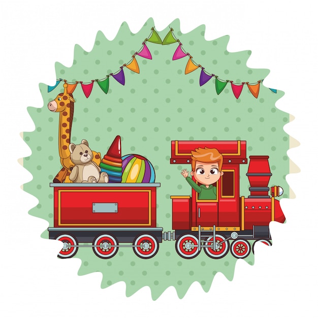 Vector train wagon with toys