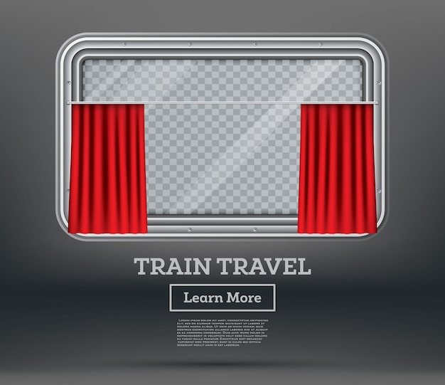 Train Window with Red Curtain and Copy Space Train Travel