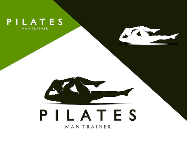 Trainer pilates man silhouette vettore creativo logo design