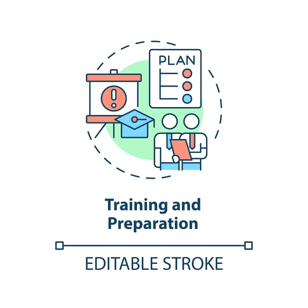 Vector training and preparation concept icon