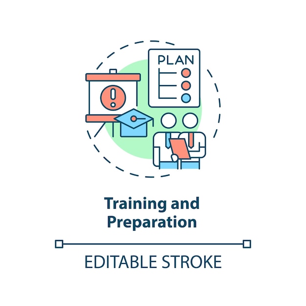 トレーニングと準備の概念アイコン