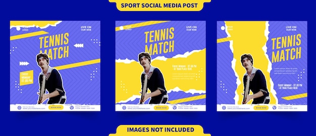 Training sport concept for social media post collection with editable photo template