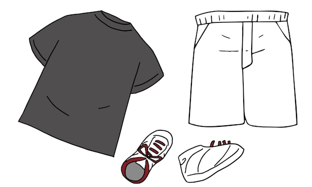 Vector training wear set shirt and shorts and shoes