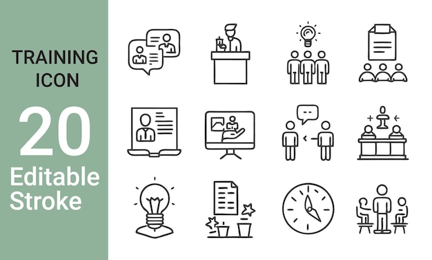 Training web icons in line style