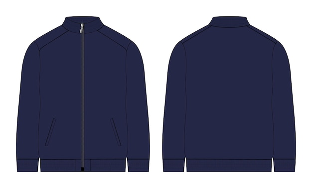 Trainingspakken jas sweatshirt technische mode platte schets vector illustratie marine kleur sjabloon