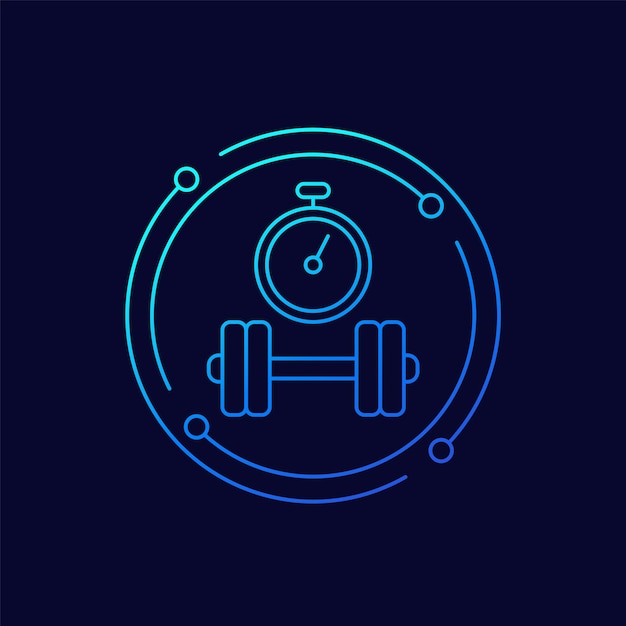 Trainingstijdpictogram met een lineair ontwerp van de stopwatch