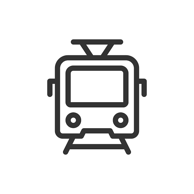 Vector tram front view vector outline style icon