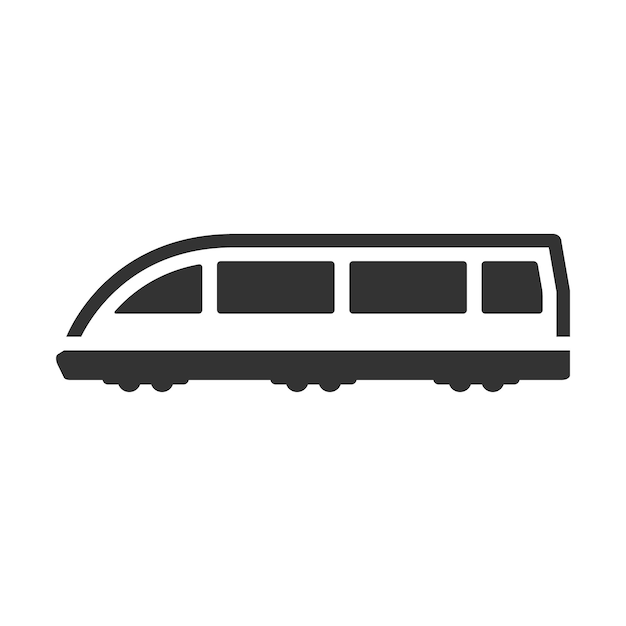 Icona del tram in bianco e nero