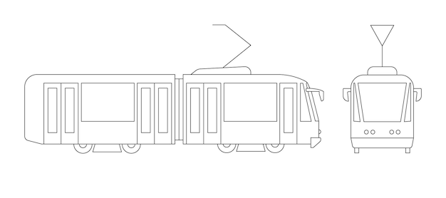 Tram per spostarsi nei trasporti pubblici urbani modello di tramvia icona della linea di colorazione trasporto passeggeri