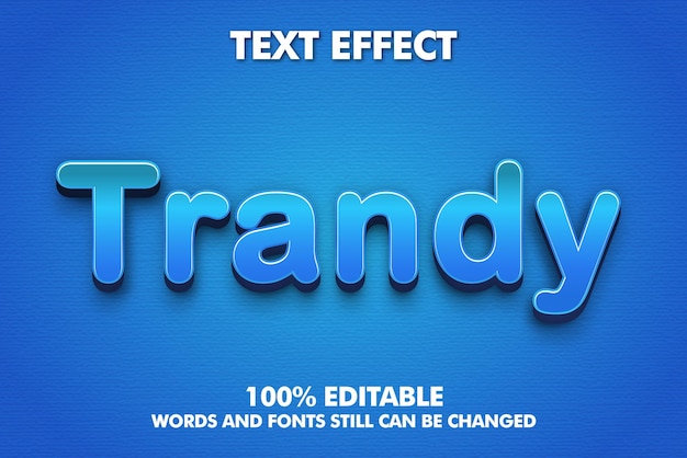 Vector trandy text effect 3d editable trandy text style