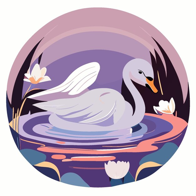 Vector tranquil waters baby swan t-shirt grafisch