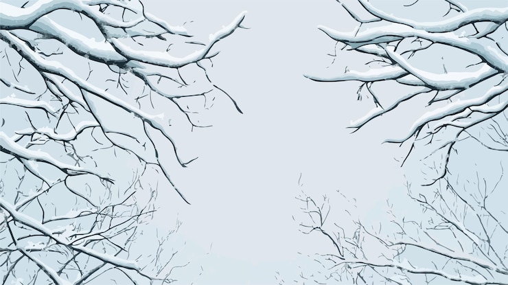 Vector tranquil winter forest snowcovered branches scene