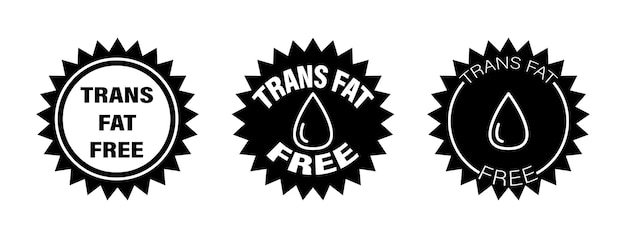 Trans fat free Set of round icons with a drop