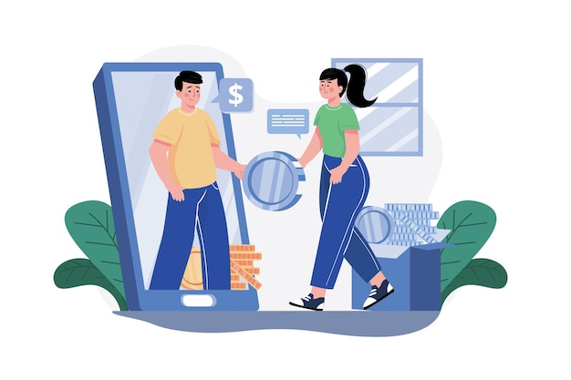 Transaction In Cryptocurrency Illustration concept