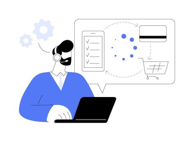 transactions processing abstract concept vector illustration man working with customer order processing machine learning app software to automate business processes abstract metaphor