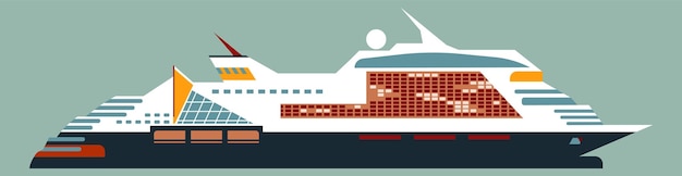 Vector transatlantic cruise luxury liner isolated on green