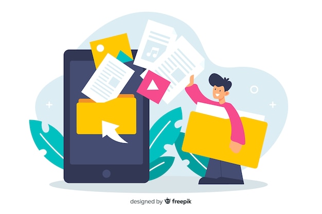 Transfer files concept for landing page