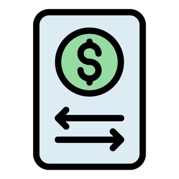 Значок вектора перевода онлайн-денег контур значок вектора перевода онлайн-денег для веб-дизайна выделен на белом фоне плоского цвета