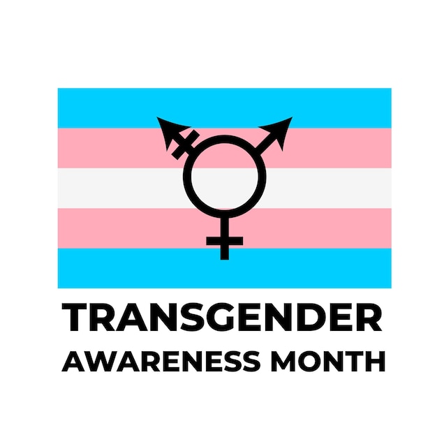 Transgender Awareness Month lettering with Transgender Pride Flag LGBT community event in November Vector template for banners signs logo design card etc