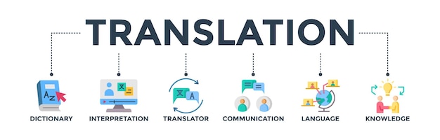 Translation banner web icon vector illustration concept for communication