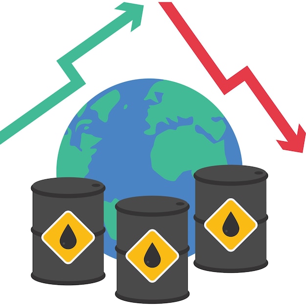 Vector translation of crude oil prices around the world vector illustration in flat style