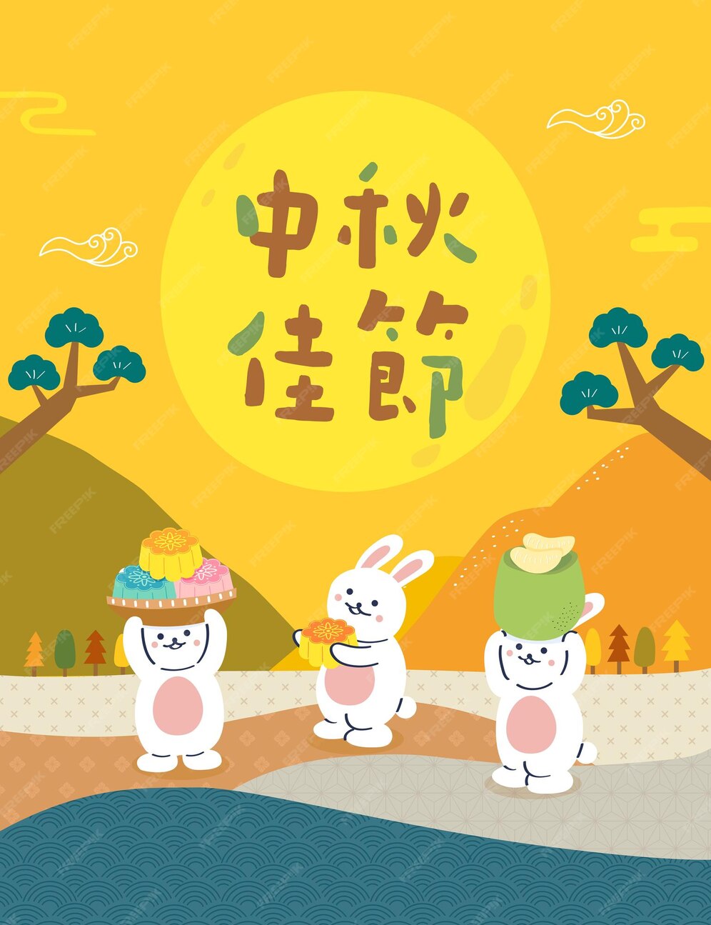 Premium Vector Translation happy moon festival moon rabbit bring some